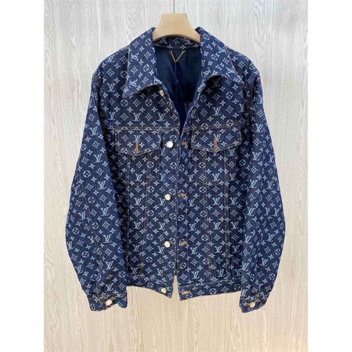 Conjunto Louis Vuitton LV Jaqueta e Calça Jeans Azul Marinho com Monogram