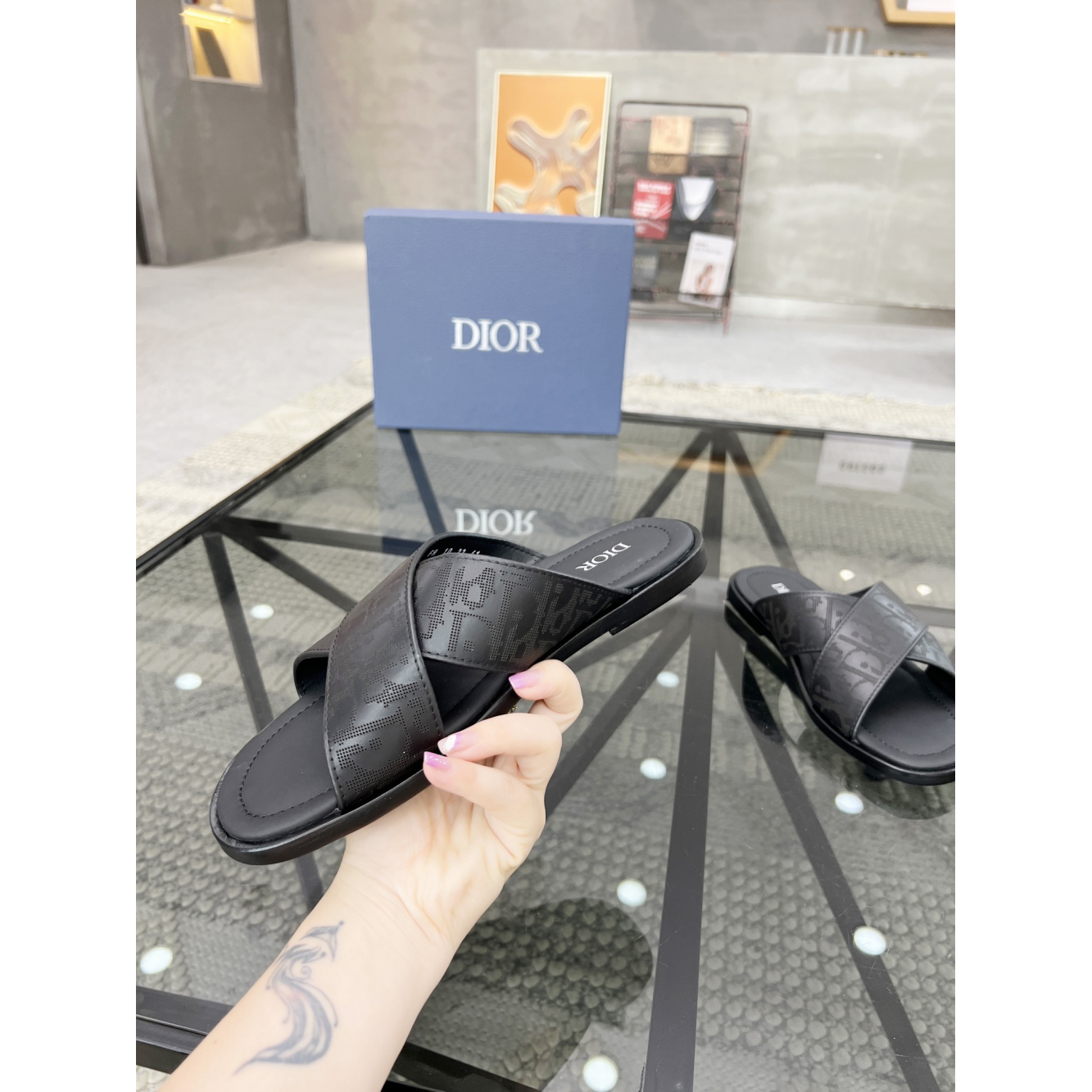 Dior Slide/Sandália Preta