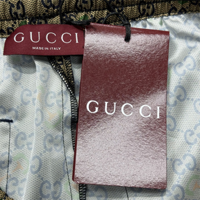 Conjunto Gucci Camisa e Bermuda Seda Azul e Bege