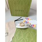 Cinto Gucci Couro Branco Ferragem Dourada 2.0cm