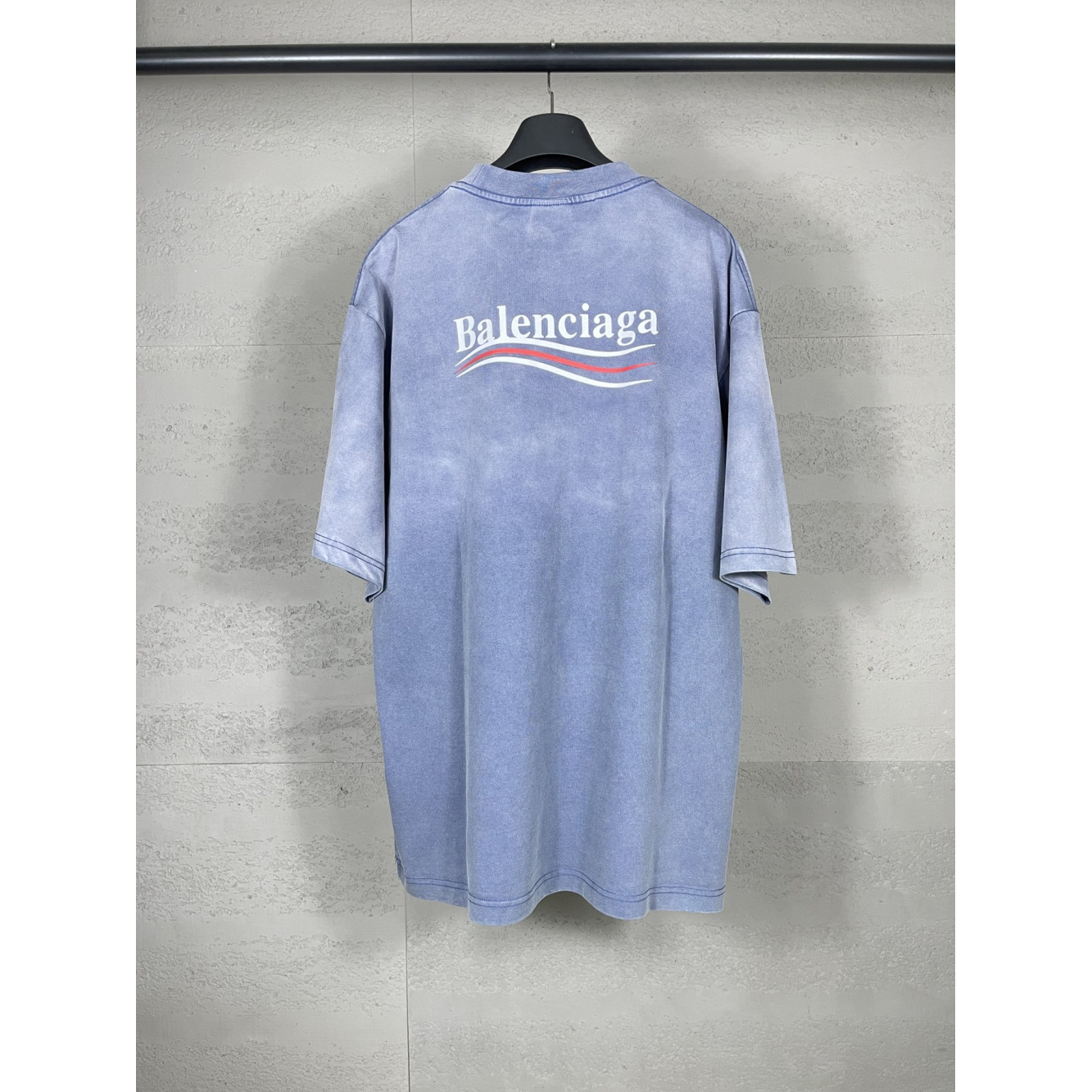 Camiseta de Algodão Balenciaga Political Campaign Medium Fit Azul desbotado