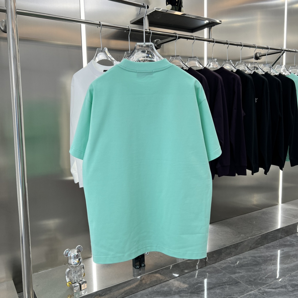 Camiseta de Algodão Balenciaga com Logo estampado Verde Água