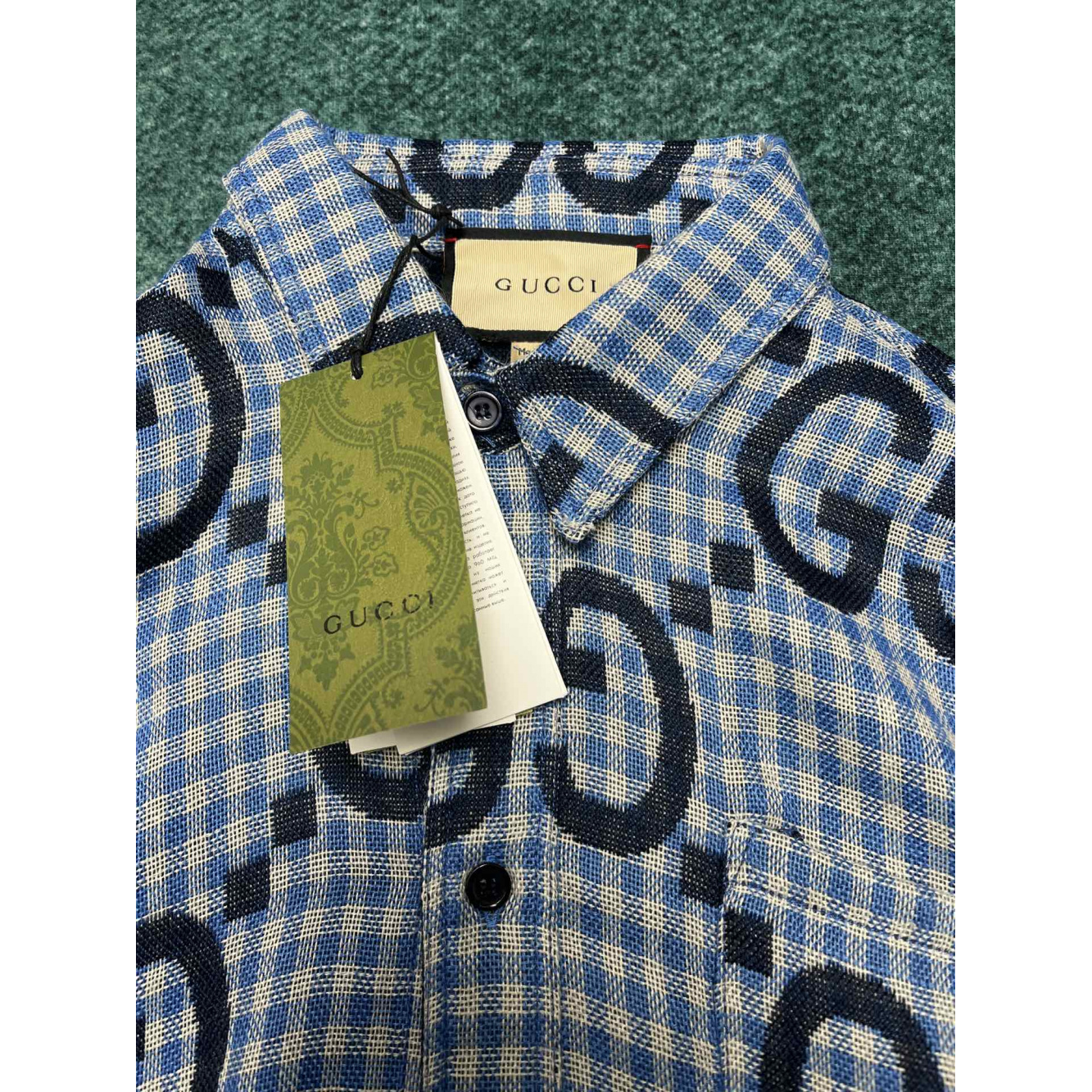 Camisa Gucci Social de algodão estampada GG Azul