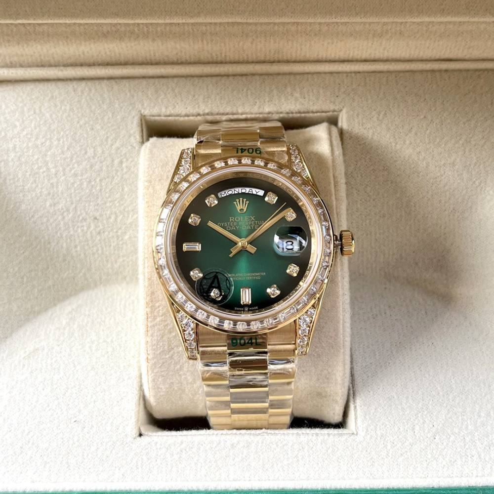 Rolex Day-Date Dourado/Verde Vivo