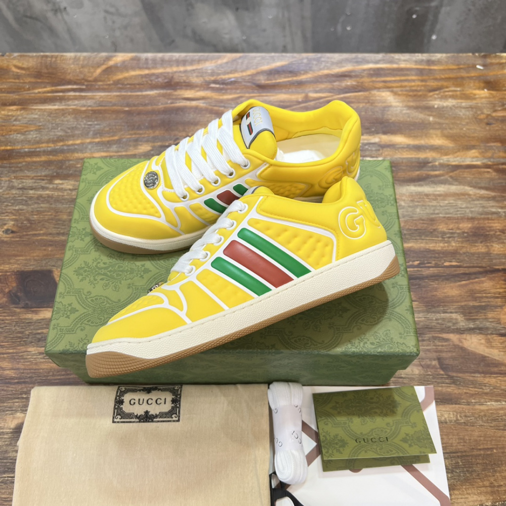 Tênis Gucci Screener With Web Amarelo