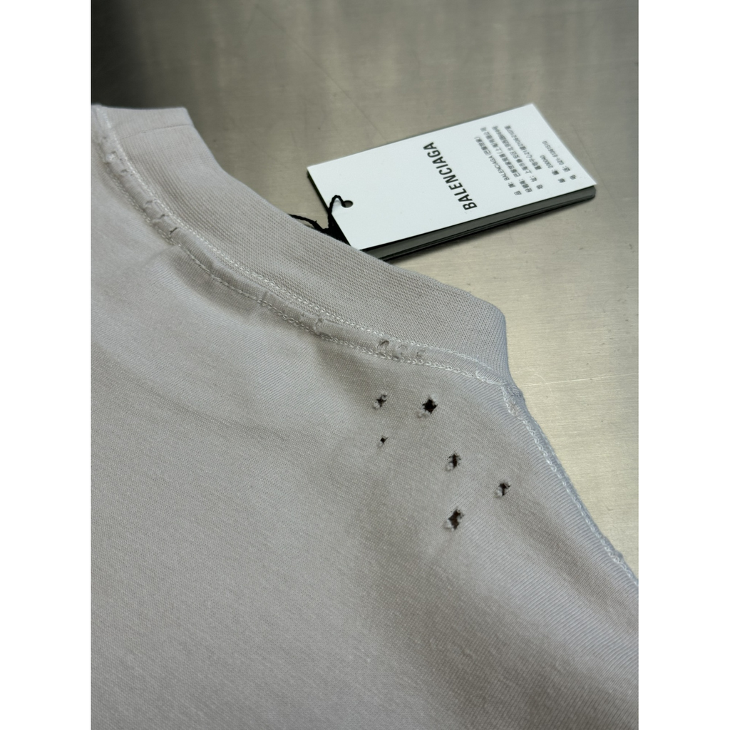 Camiseta de Algodão Balenciaga 3B Oversize Branca