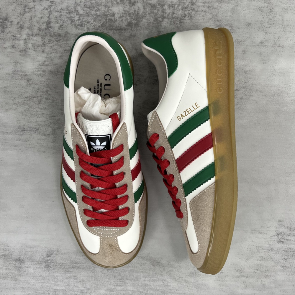 Tênis Gucci x Adidas Gazelle Verde/Vermelho/Branco