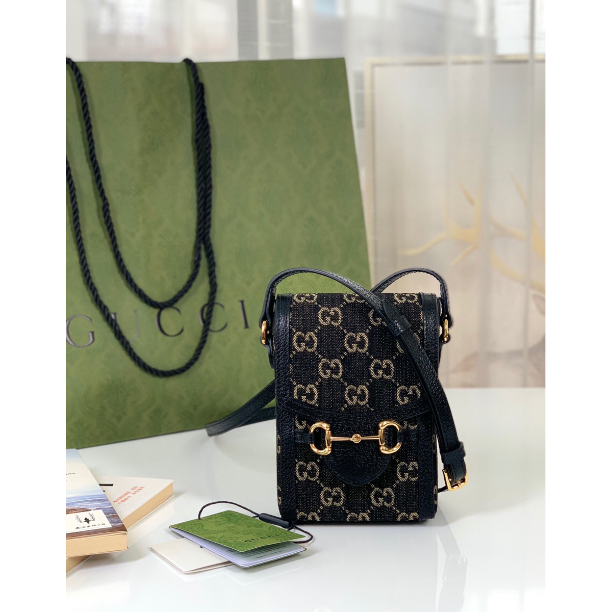 Bolsa Gucci Horsebit 1955 Mini Bag in GG Supreme 11.5x17x4CM (2 cores)