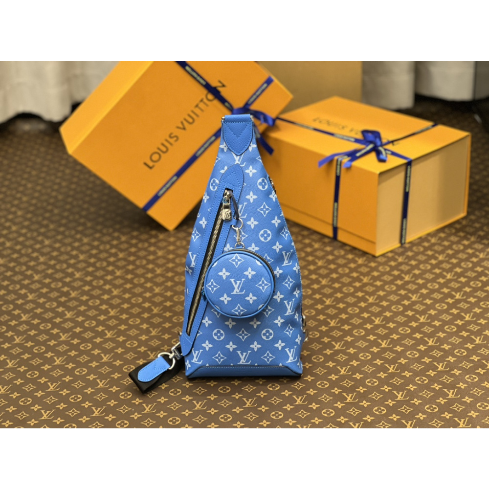 Bolsa Duo Louis Vuitton LV Slingbag Monogram Shadow Azul  20x42x6cm