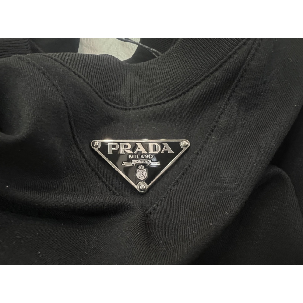 Camisa Prada em algodão com Logo Triangular Preto