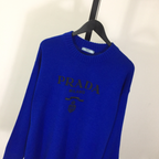 Moletom Prada com Logotipo Bordado Azul Escuro