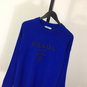 Moletom Prada com Logotipo Bordado Azul Escuro