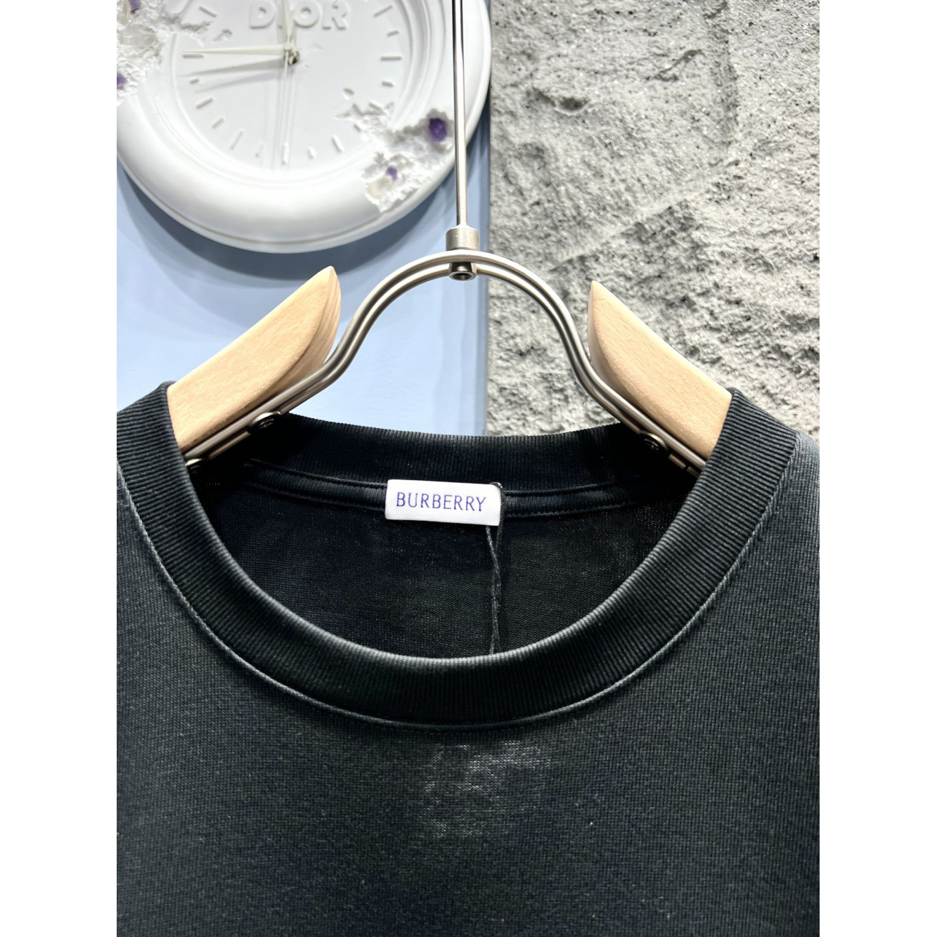 Camisa Burberry de algodão BB ao meio bordada Preta