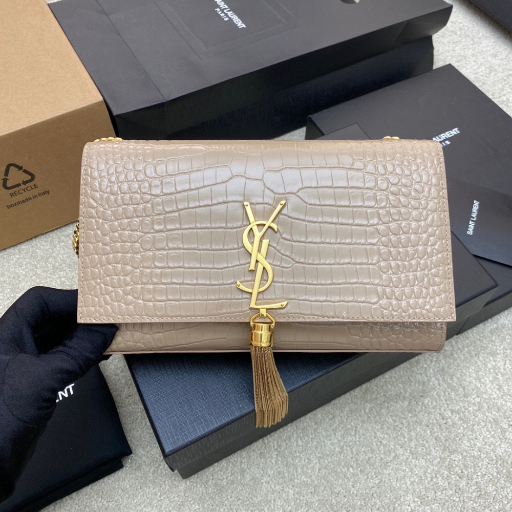 Bolsa Saint Laurent YSL Kate em Couro Croco 24x14.5x5.5cm (5 cores)