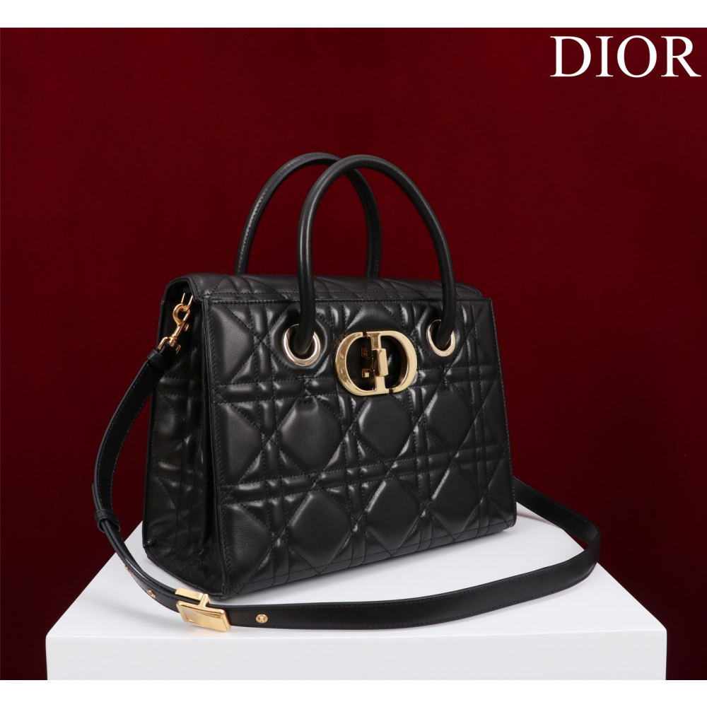 Bolsa Dior St Honoré Tote Black Macrocannage 30 cm