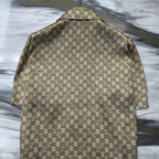 Camisa de Sarja de Seda com Estampa GG Horsebit Camelo e ébano