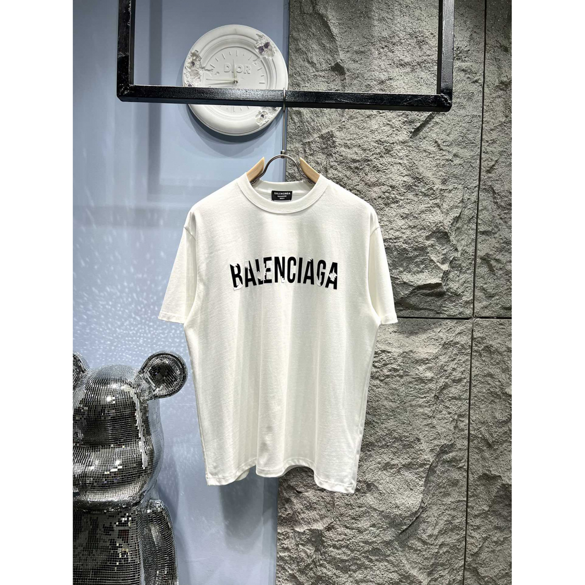 Camiseta de Algodão Balenciaga com estampa de Logo Branca