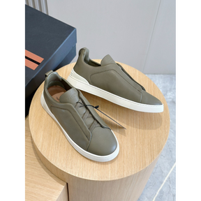 Zegna Triple Stitch Secondskin Couro Verde Oliva