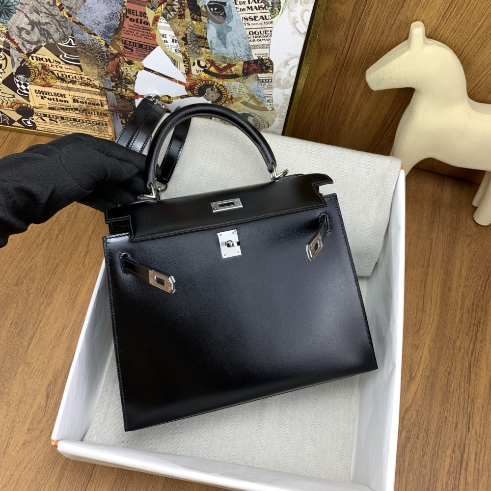 Bolsa Hermès Mini Kelly Ferragem Prata 25x19x9cm (2 cores)