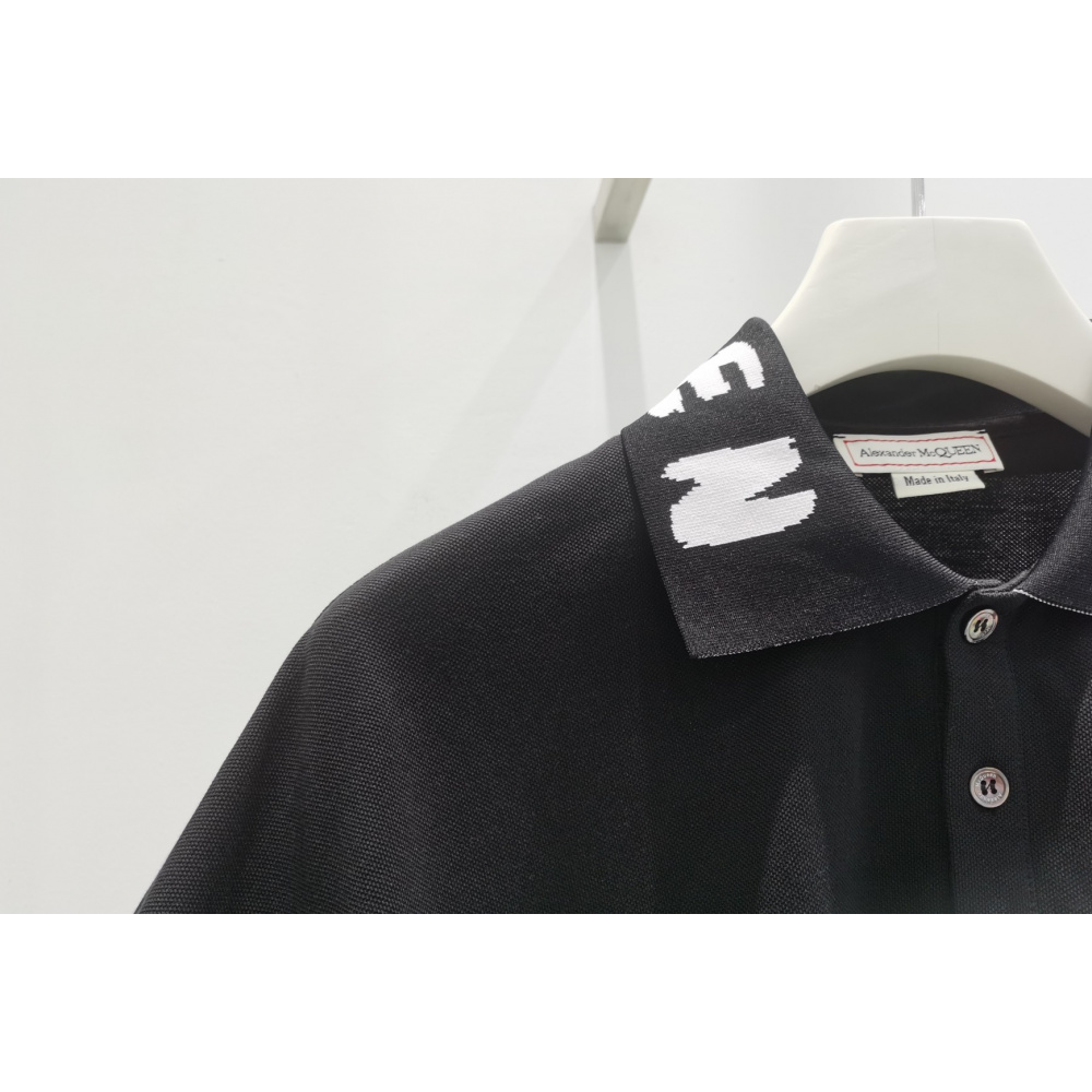 Camisa Polo de Algodão Alexander McQueen Preta