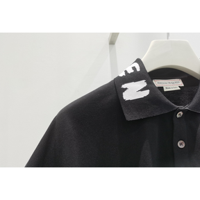 Camisa Polo de Algodão Alexander McQueen Preta
