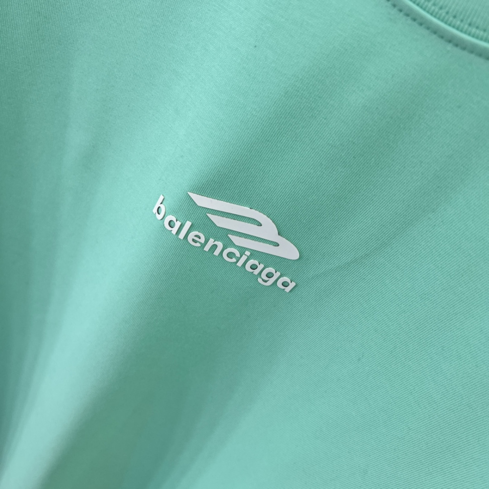 Camiseta de Algodão Balenciaga com Logo estampado Verde Água