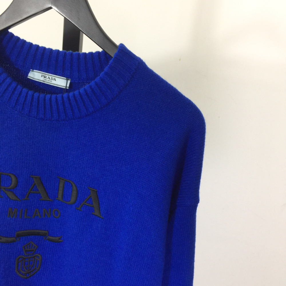 Moletom Prada com Logotipo Bordado Azul Escuro