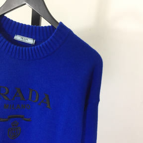 Moletom Prada com Logotipo Bordado Azul Escuro