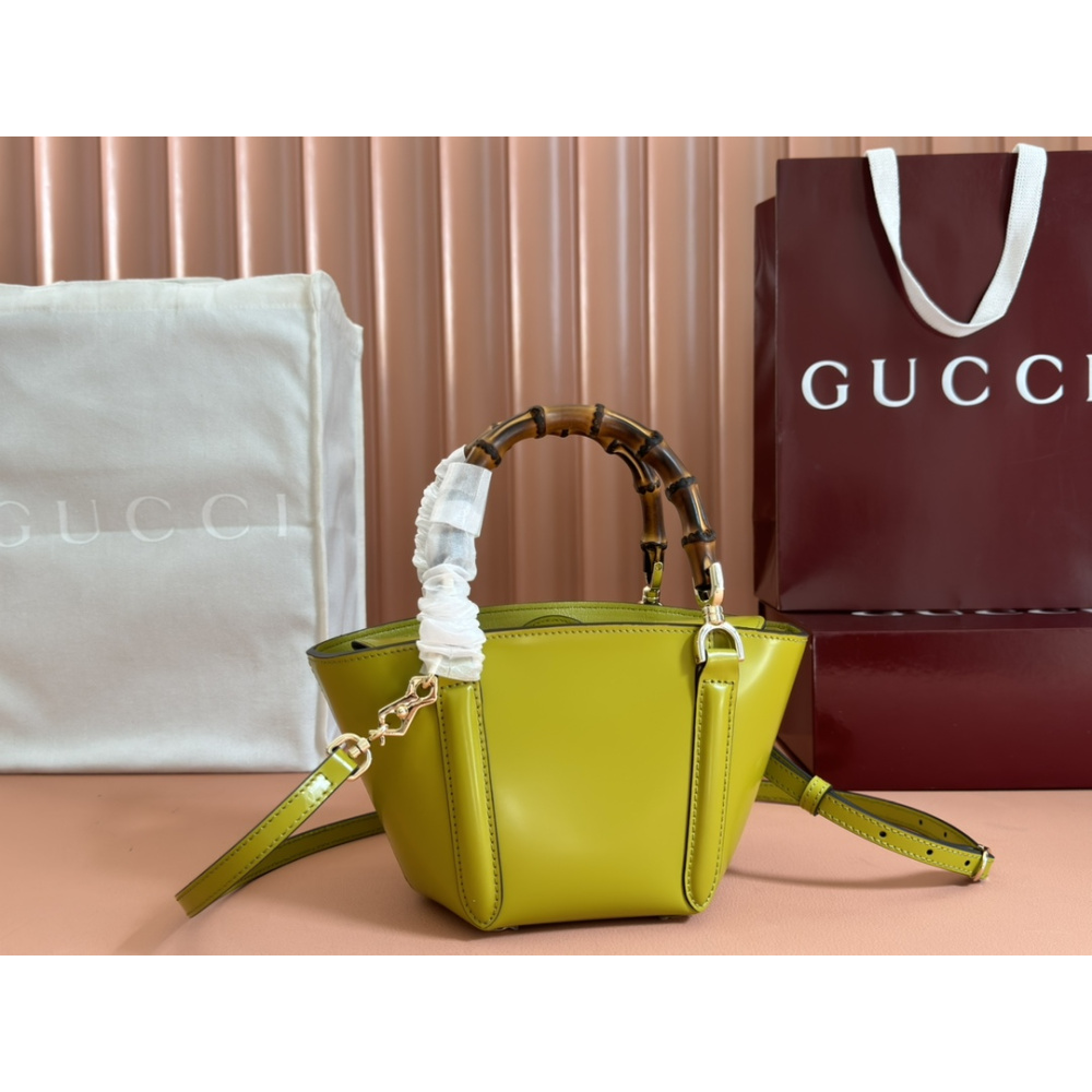Bolsa Gucci Mini Bamboo Top Handle Tote Bag Pistache NEW 2025 16x27x14x11.5cm