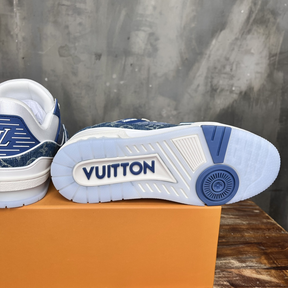 Tênis Louis Vuitton LV Trainer Tecido Azul/Branco