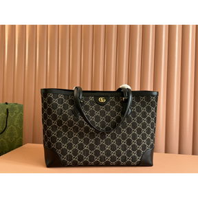 Bolsa Gucci Tote Ophidia Denim Preta 38x28x14cm