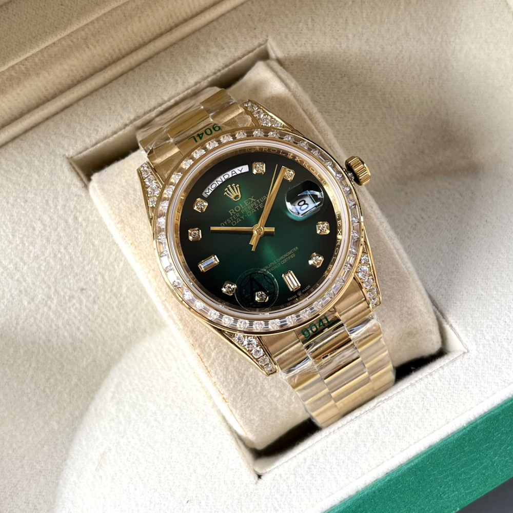 Rolex Day-Date Dourado/Verde Vivo