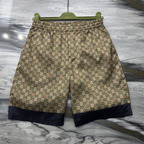 Conjunto Gucci Camisa e Bermuda Seda Azul e Bege