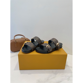 Sandália Louis Vuitton Mule Bom dia Monogram Marrom