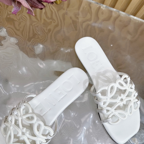 Sandália Loewe Slide Petal Anagram Branco