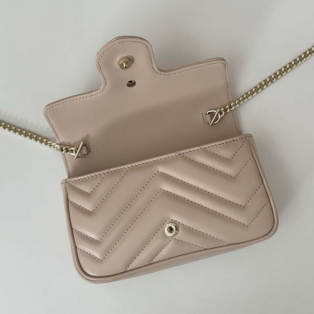 Bolsa Gucci GG Marmont Couro Rosa Claro Super Mini/Média/Grande