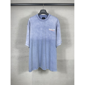 Camiseta de Algodão Balenciaga Political Campaign Medium Fit Azul desbotado