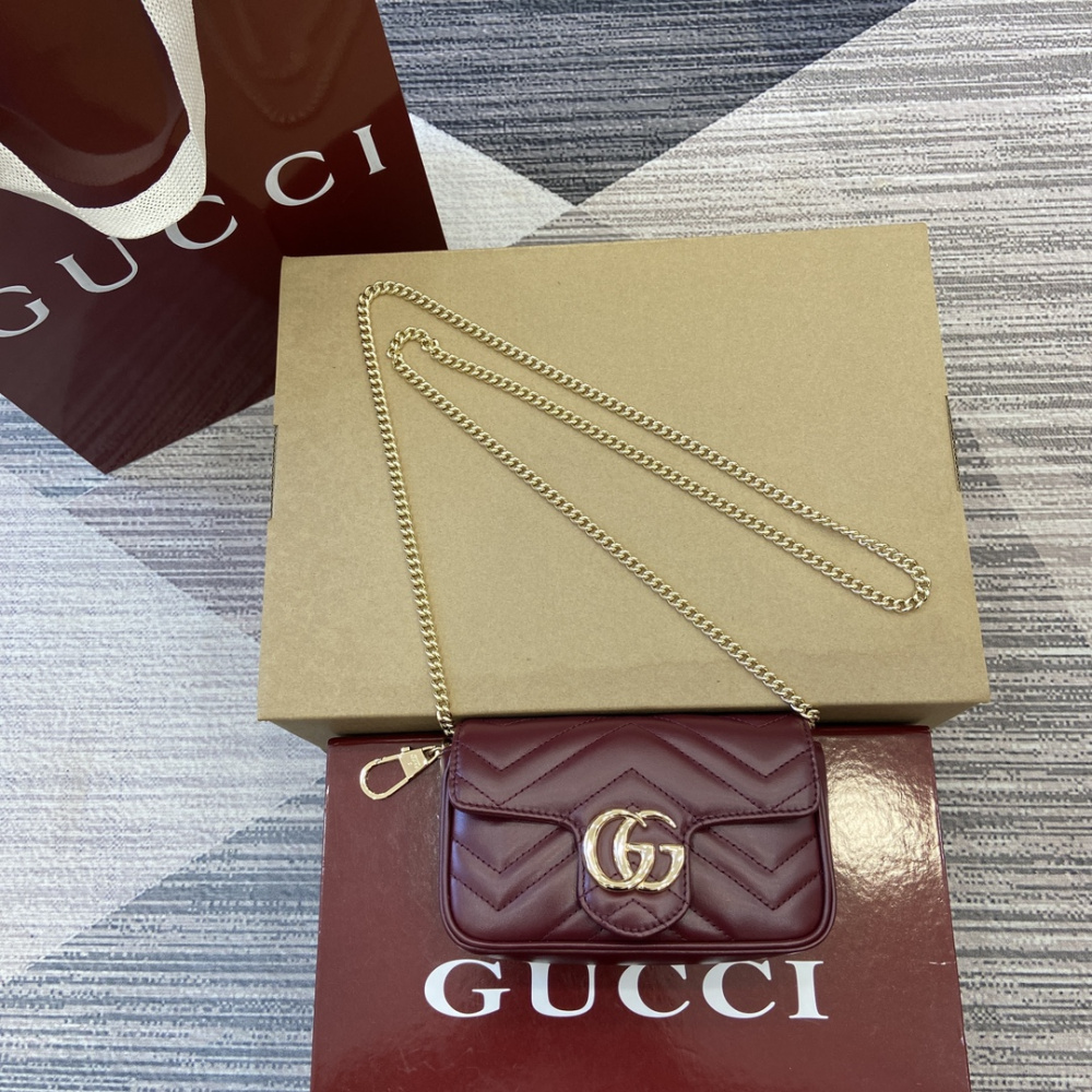 Bolsa Gucci GG Marmont Couro Rosso Ancora Super Mini/Média/Grande