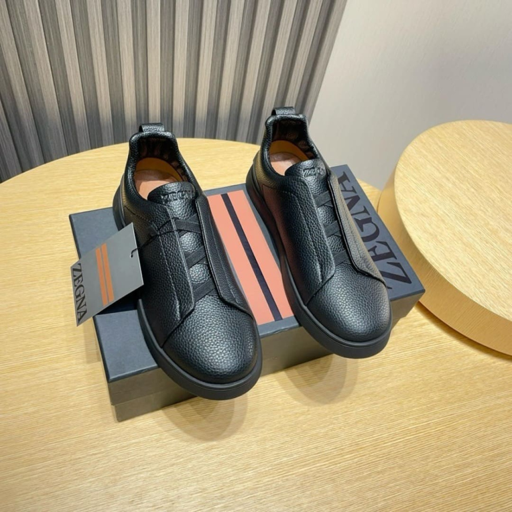 Zegna Triple Stitch em Couro All black