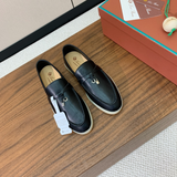 Summer Charms Walk Loro Piana Loafer Couro Preto
