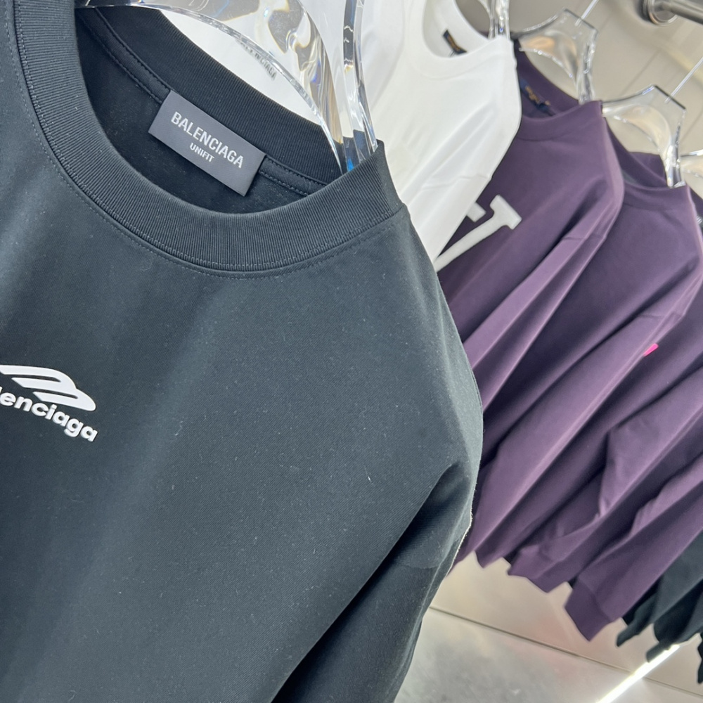 Camiseta de Algodão Balenciaga com Logo estampado Preto