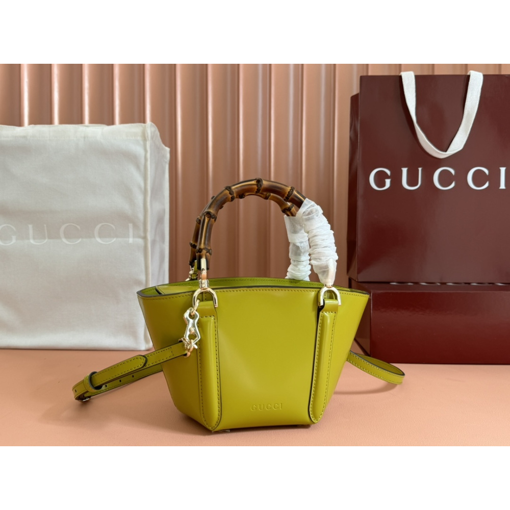 Bolsa Gucci Mini Bamboo Top Handle Tote Bag Pistache NEW 2025 16x27x14x11.5cm