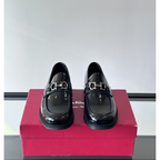 Sapato Mocassim Salvatore Ferragamo Social Couro Preto Liso com Fivela Gancini