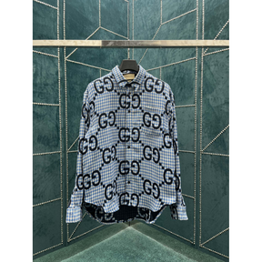 Camisa Gucci Social de algodão estampada GG Azul