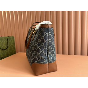Bolsa Gucci Tote Ophidia Denim Azul 38x28x14cm