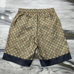 Conjunto Gucci Camisa e Bermuda Seda Azul e Bege