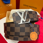 Cinto Louis Vuitton Initiales Reversível Marrom Ferragem Prata 4.0cm