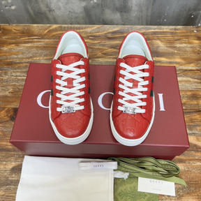 Gucci Sneaker Ace With Web Couro Vermelho
