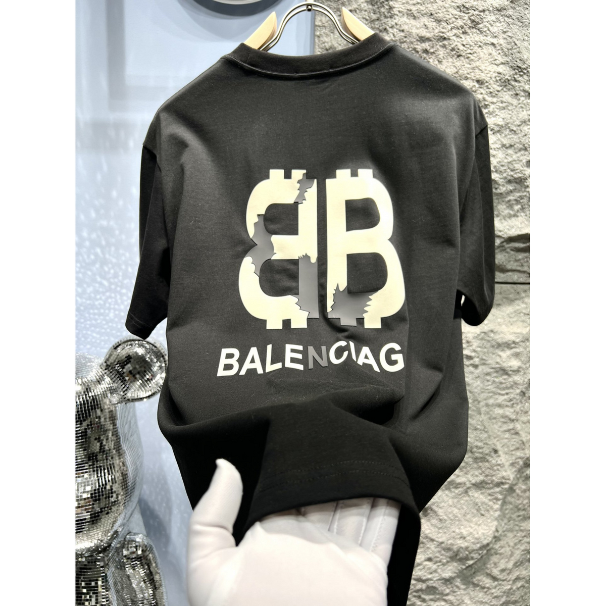 Camiseta de Algodão Balenciaga com estampa de Logo Preta