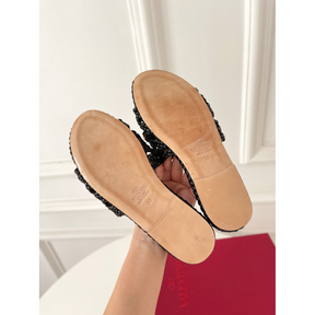 Sandália Valentino Garavani Braided Roman Stud Preta